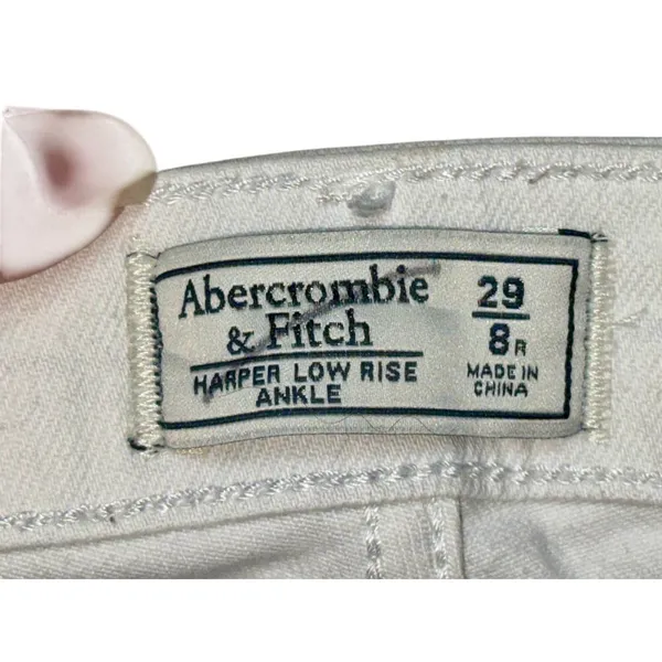 Abercrombie & Fitch Harper Low Rise Ankle White Denim Eyelet Hem Jeans Size 29 8 - Image 3