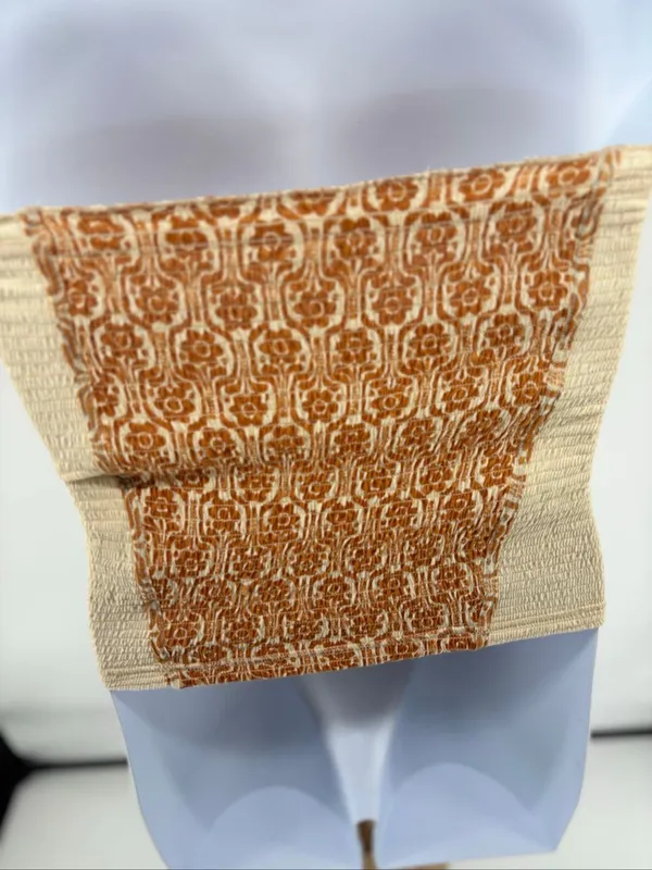Free People In The Groove Smocked Strapless Tube Top Boho Ivory Orange L NWT - Image 13