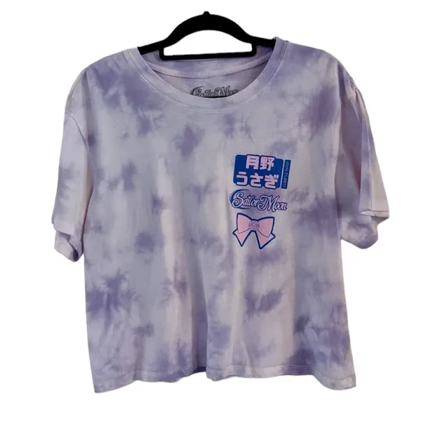 New Sailor Moon Purple Tie Dye Crop Shirt Size M - Image 2