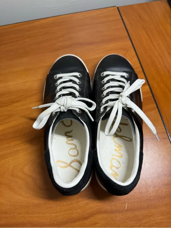 Sam Edelman Marquette Women’s Lace Up Fashion Sneaker Leather Black White 8/38 - Image 7