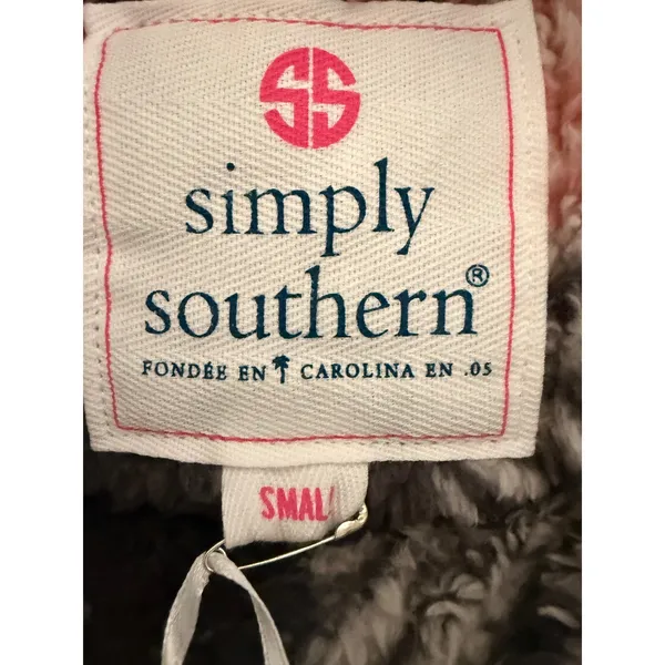 Simply Southern Buffalo Plaid Sherpa Fleece Quarter Zip Pullover Pink Small NWT - Image 4