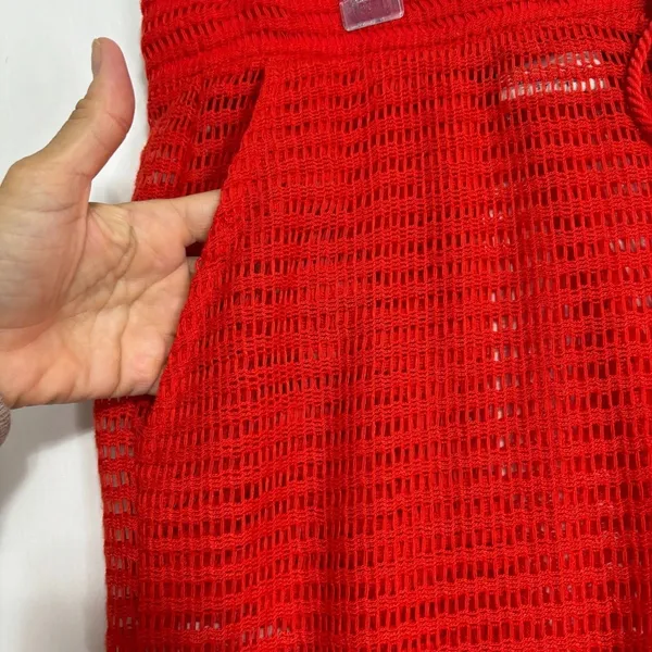 Haute Hippie Style‎ Pants Red Crochet Wide Leg Beach Coverup Boho Beach Resort M - Image 4