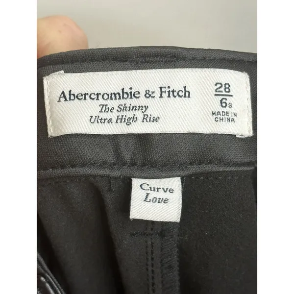 Abercrombie & Fitch Faux Leather Pants Women 6S Black Ultra High Rise Slit Hem - Image 8