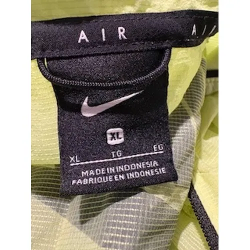 NIKE AIR Full Zip Running Windbreaker‎ Jacket XL Neon Yellow Green Athletic Y2K - Image 6