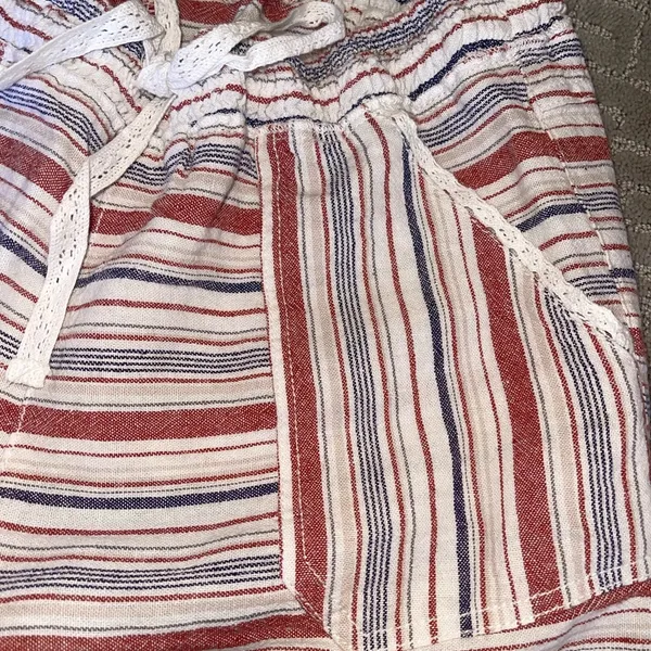 Striped Linen Shorts Red Size M - Image 2