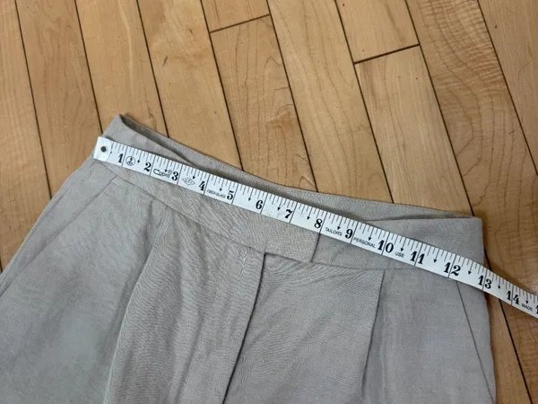 MANGO Suit Cropped Khaki Tan Linen Blend Trousers Pants Size 2 - Image 7
