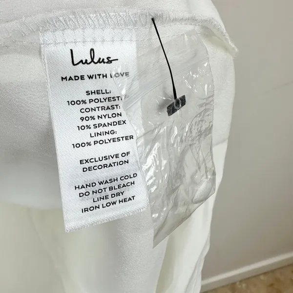 Lulus Prettiest Behavior White Satin Lace Long Sleeve Mini Dress Medium NWT - Image 10