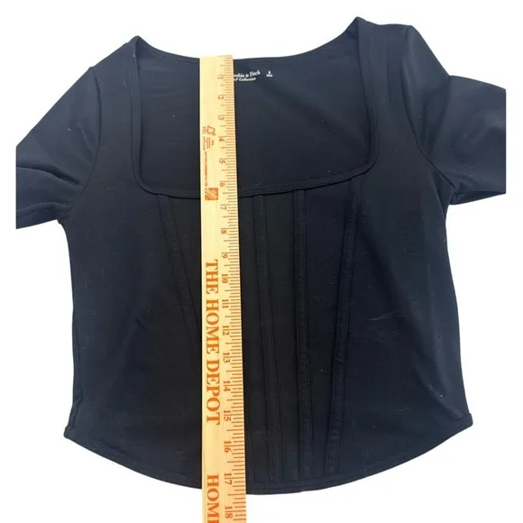 Abercrombie & Fitch Soft AF Long Sleeve Corset‎ Top Black Square Neck Small - Image 6