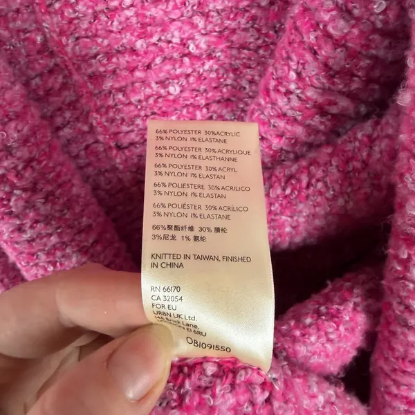 Free People Slouchy BFF Cardigan Large Pink Prickly Pear Oversized Boucle Knit - Image 11