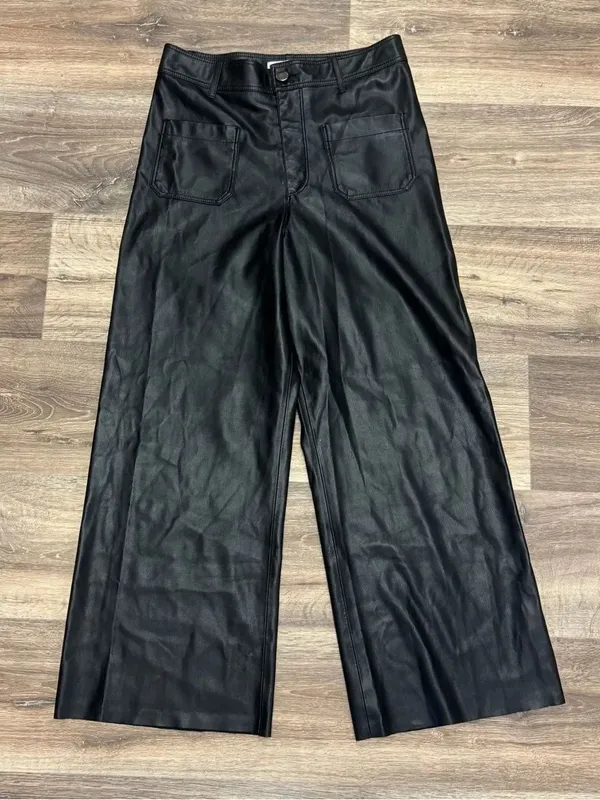 Zara Faux Leather 90s High Rise Wide Leg Black Pants Women’s 10 - Image 2