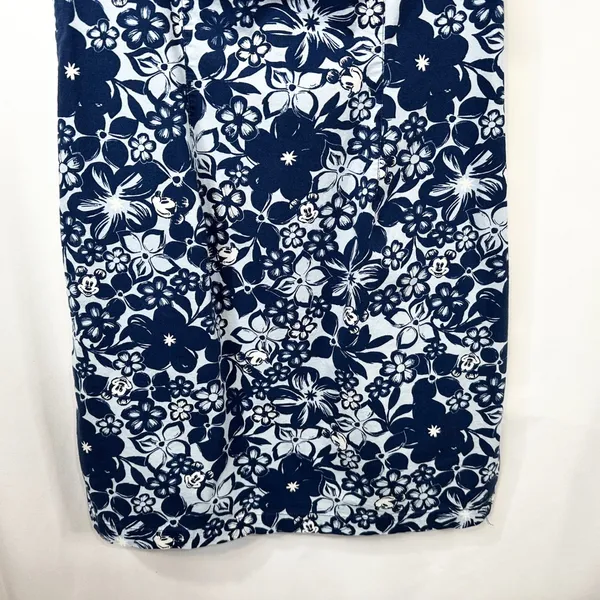 VTG Disney Medium Shift Dress Blue Floral Hidden Mickey‎ Sleeveless Resort 1293 - Image 4