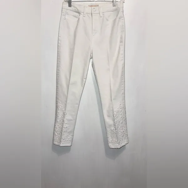 Tory Burch White Cropped Jeans - Image 2