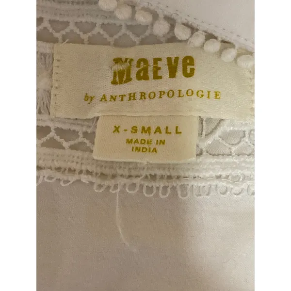 Anthropologie Maeve Women's White Beaded Long Sleeve Button Down Shirt Top XS - Image 5