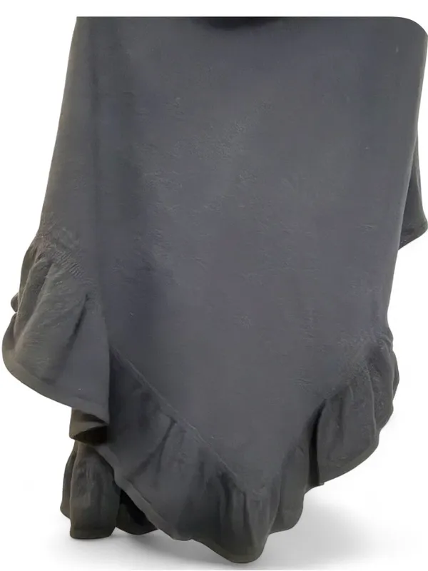 Evelyn Grace Women’s 100% Cashmere Ruffle Shawl Black One Size One Size - Image 5