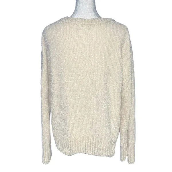 Altar'd State Cream‎ Chenille Knit Crew Neck Sweater Large Ivory Fuzzy Pullover - Image 3