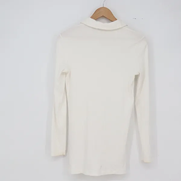 H by Halston Top Women XS White Ribbed Knit Long Sleeve Button-Down Good - Image 10