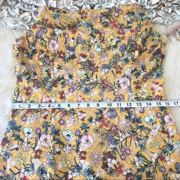 ALEX MARIE Off The Shoulder Yellow Lace Midi Dress Size 6 Wedding Guest Cottage‎ - Image 14