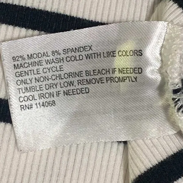 Evereve Tank Top Womens Medium White Black Striped Ribbed Sleeveless Layering - Image 7