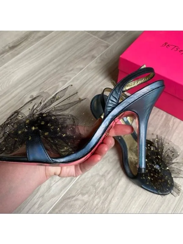 Betsey Johnson Charline Tulle Heels Gold - Image 8