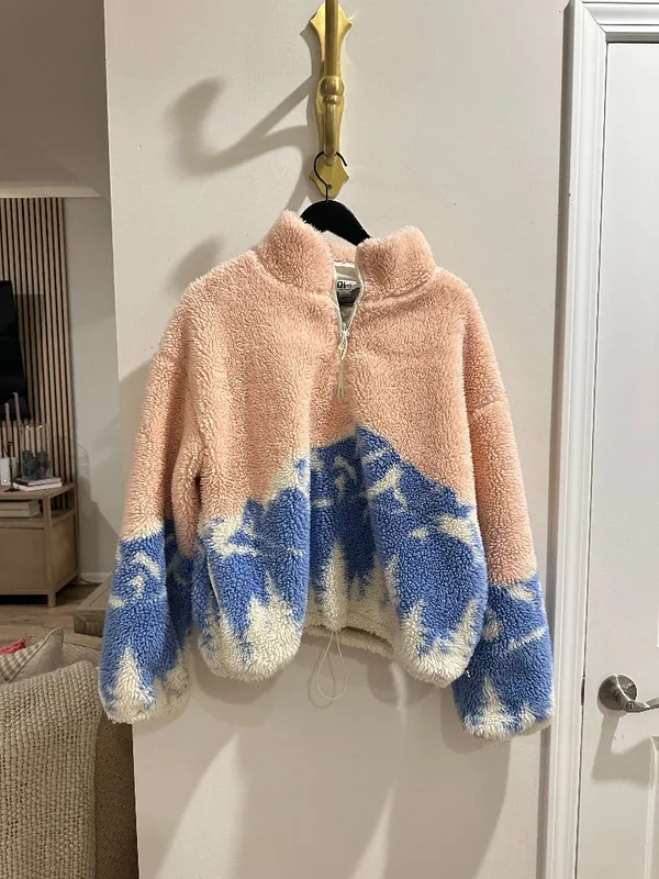 BEACH RIOT Leona High Pile Fleece Half Zip Pullover in Peach Size X-Large - Image 4