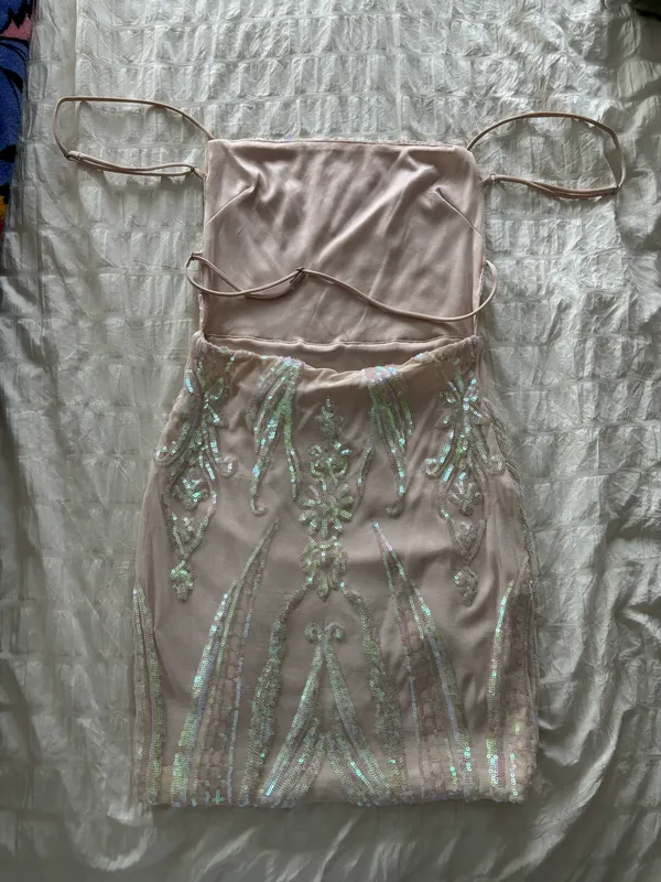 Lucy in the Sky Dress Mini Pink Sequin - Image 2