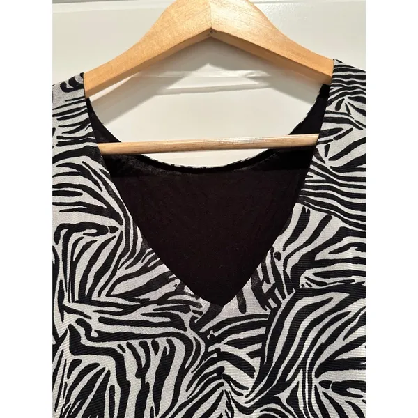 Sanctuary Lets Party Mesh Dress Zebra Print Ruched Long Sleeve Medium NWT Mini‎ - Image 5