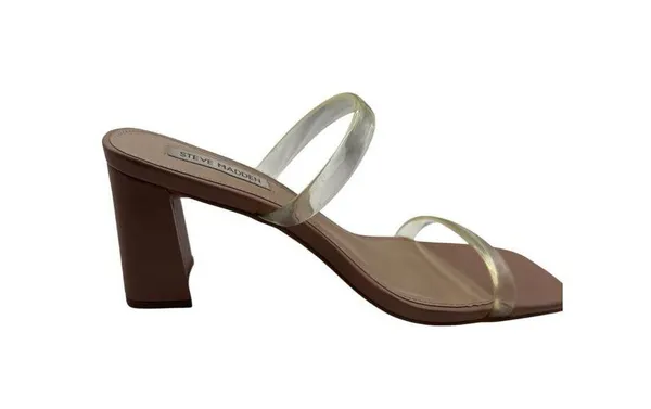 Steve Madden Size 8 High Heel Sandals Beige With Clear Straps - Image 8