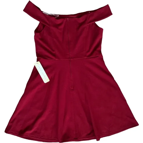 Social Couture Wine Red Boat Neck A Line Mini Dress, L - Image 7