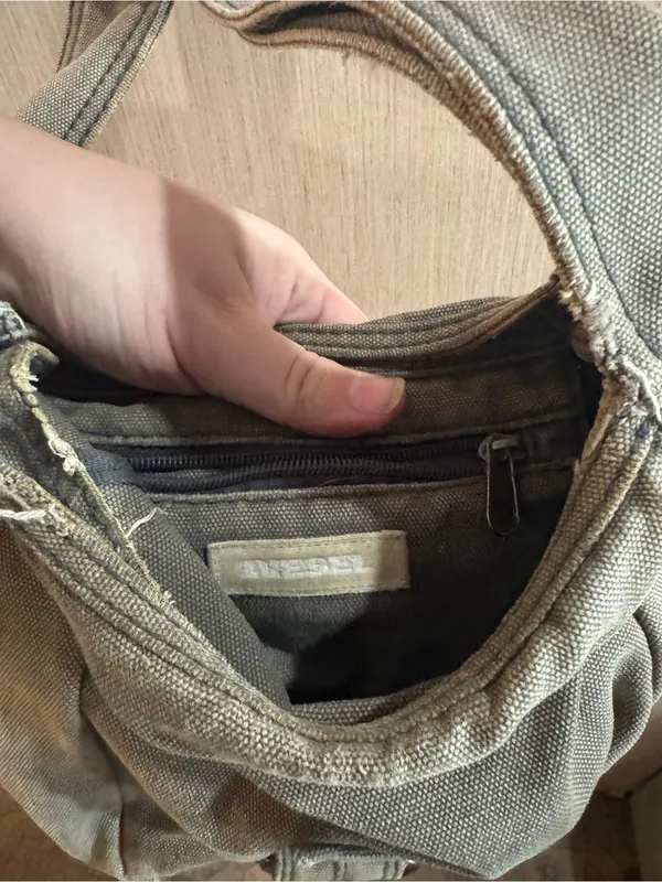 Women’s Diesel Canvas Distressed Crossbody Bag in Olive Green - Image 3