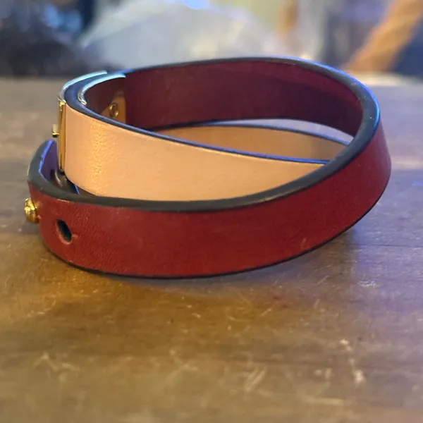 Fossil two tone leather wrap bracelet - Image 5