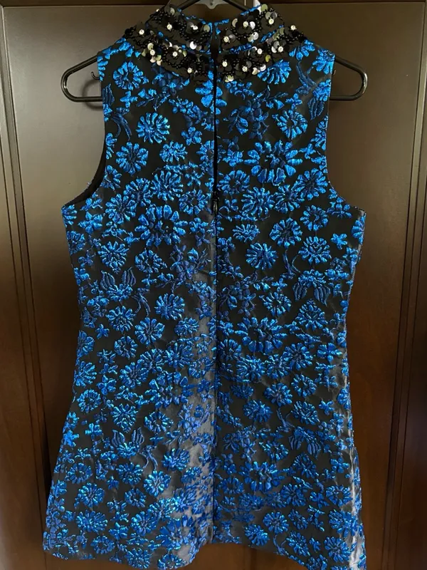 NWT SUGARLIPS Centralia Jacquard Floral Elma Dress Blue Black Size Small - Image 11