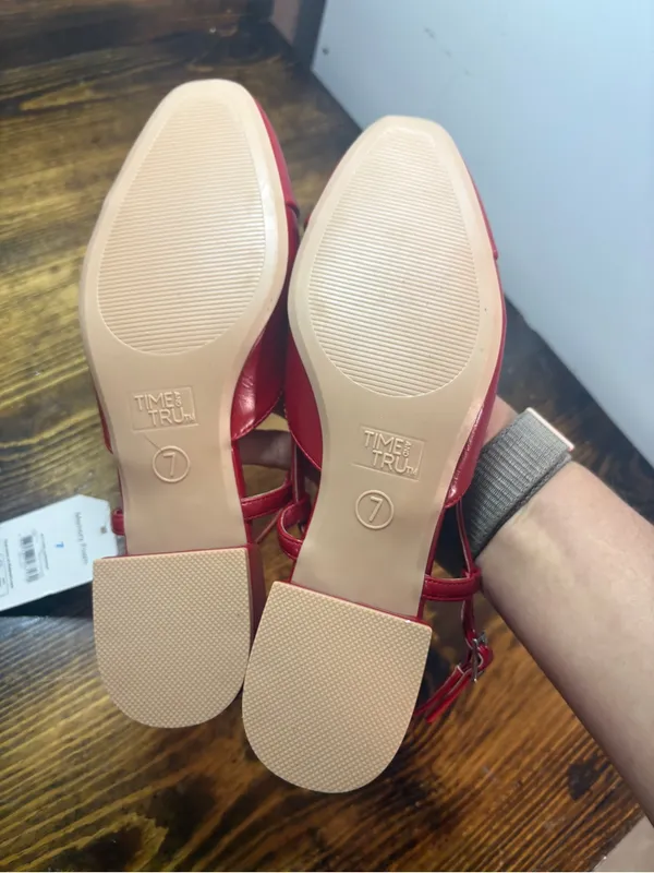 Time And Tru Red Sling Back Flats Size 7 - Image 7