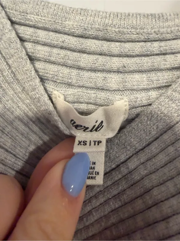 Aerie Ribbed Wrap Crop Tank Top - Light Gray‎ - Image 2