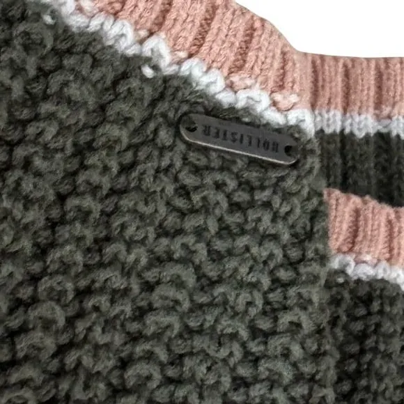 Hollister Pink and‎ Green Striped Cropped Sweater XS - Image 4