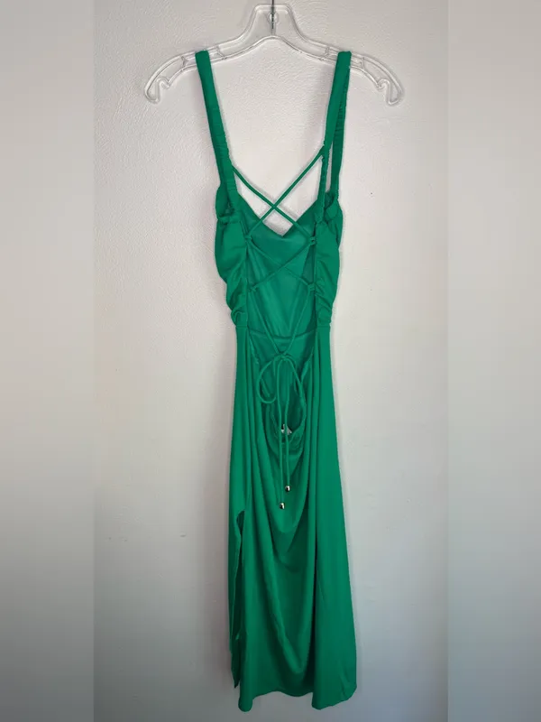 NWT Selfie Leslie Green Square-Neck Ribbed Midi Dress with Side Slit - Image 5
