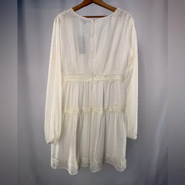 NWT Lulu's Wistful‎ Moments Long Sleeve Mini Dress in Cream Size Large - Image 4