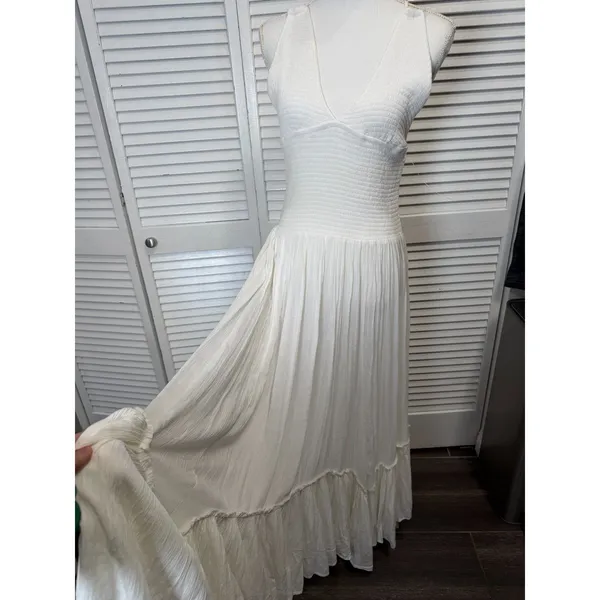 FREE PEOPLE WHITE FUN IN THE SUN MAXI DRESS SZ Large - Image 5