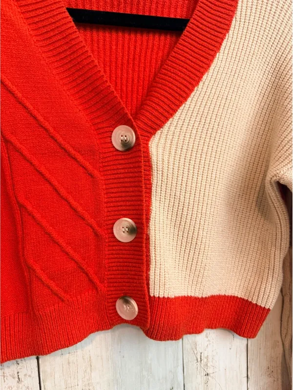 LUSH Women’s Small Colorblock Cable Knit Cropped Cardigan - Image 7