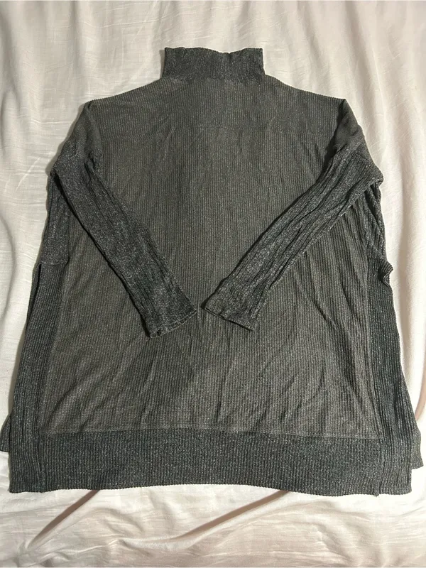 Daily Practice by Anthropology Mock-neck Brown Ribbed Sweater. - Image 5