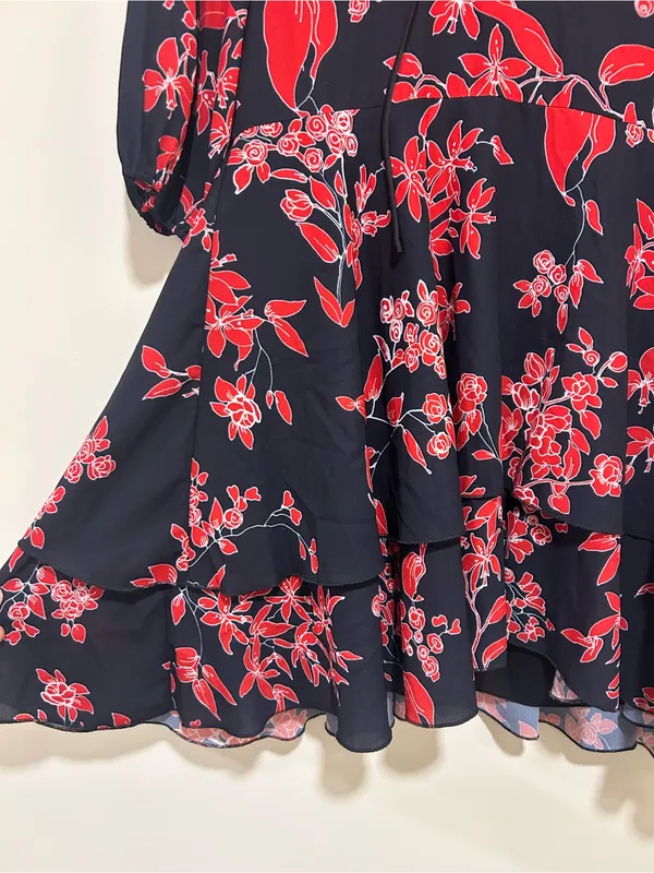 NWT Alice + Olivia Vine Floral Black Cherry Mini Dress Size XS - Image 4