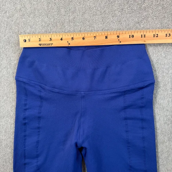 NUX Blue Ribbed Leggings Size Medium High Rise Active Stretch - Image 4