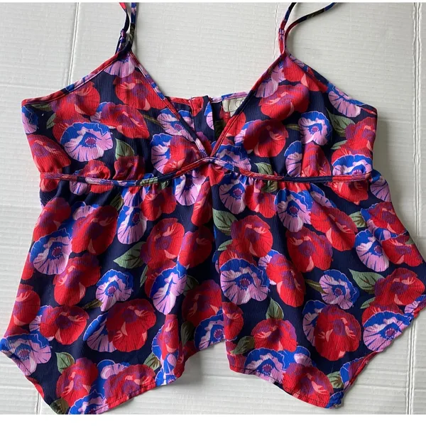 CAD Floral Handkerchief‎ Hem Camisole Top Red Blue Purple XL GUC - Image 4