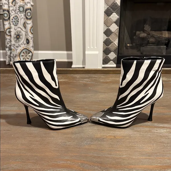 INC Women's‎ Boots Size 5 New Zebra Print Stiletto Ankle Booties Statement - Image 2