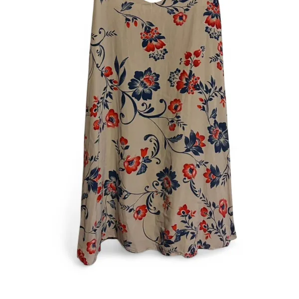 Olivaceous Elegant Floral Tan Flowy Mini Dress Sz M - Image 2