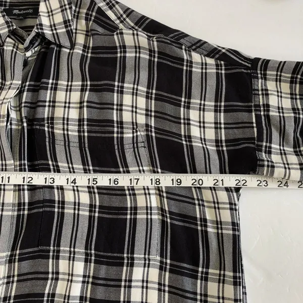 MADEWELL Courier Shirt Dress Gordon Plaid‎ Black White Women's Size Medium - Image 6