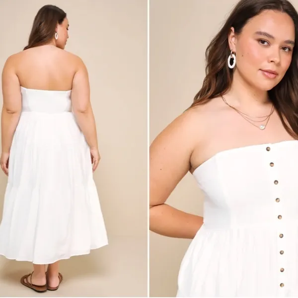 LULU's Casual Summer Bridal Brunch Beach Summer Honeymoon Midi Dress - Image 5