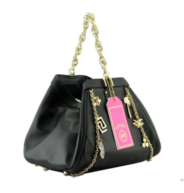 Versace For H&M Black Leather Charms Hobo Bag - Image 4