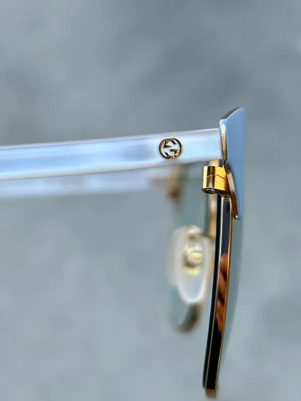 Gucci GG0244S-004 Clubmaster gold and light blue sunglasses - Image 10