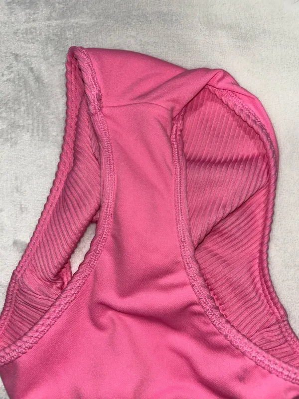 Hollister Pink Ribbed Swim Bikini Set - Image 5