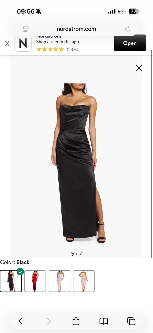 House of CB Adrienne Black Satin Strapless Corset Maxi Gala Dress - Image 5